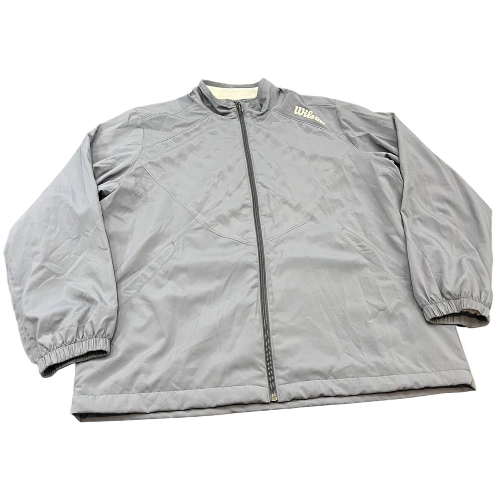Wilson Windbreaker Jacket Mens Large Blue Gray Full Zip Mesh Lined Athletic